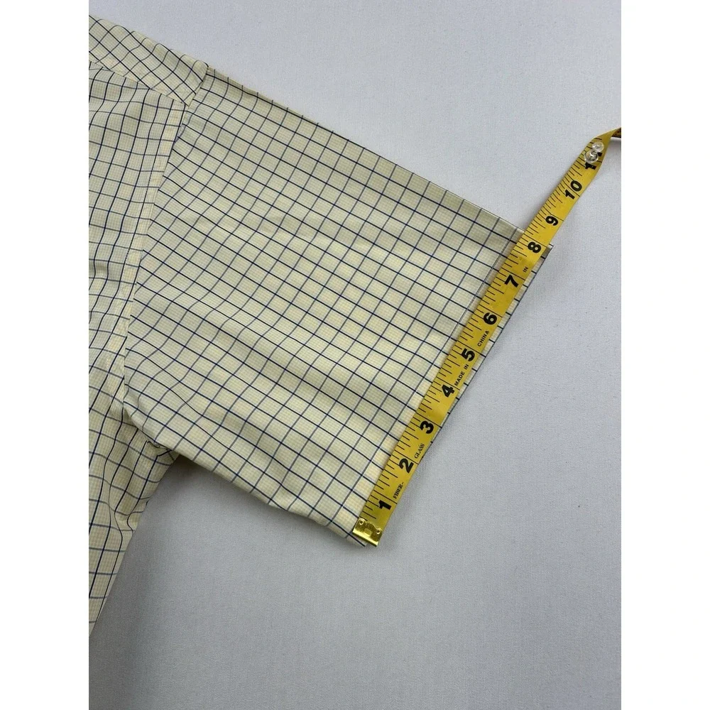 Brooks Brothers Mens Large Short Sleeve Shirt Button Down‎ Yellow Plaid *STAINS*
